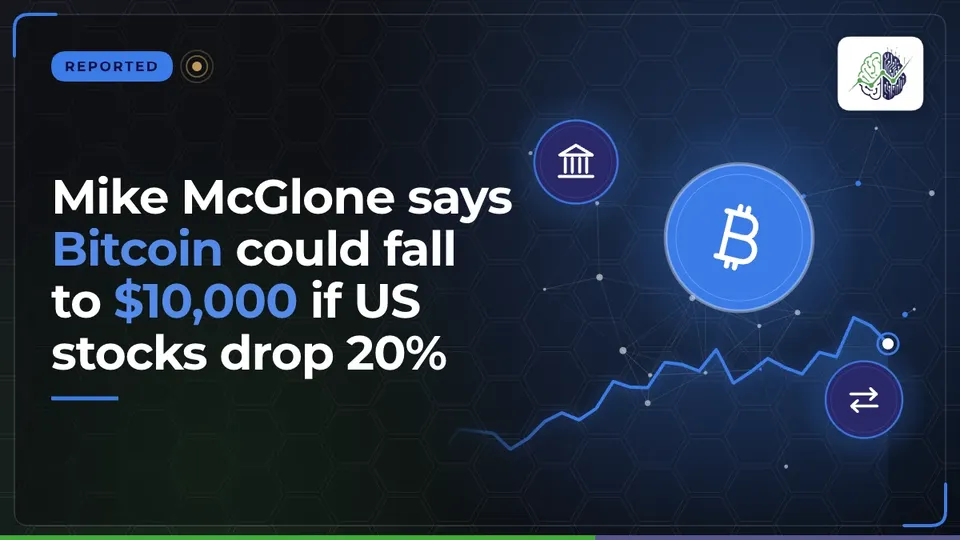 Illustration: “Mike McGlone says Bitcoin could fall to $10,000 if US stocks drop 20%”