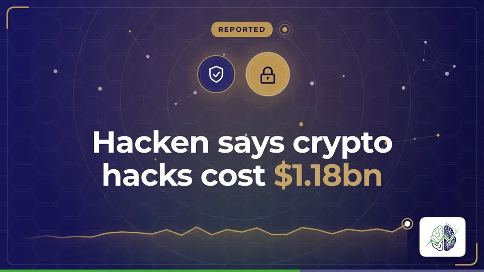 Illustration: “Hacken says crypto hacks cost $1.18bn”, with regulator (shield), lock icons in InvestIn.News colours