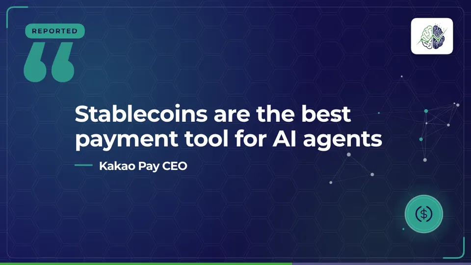 Illustration: “Stablecoins best for AI agents, CEO says”, with usd coin, ai network, wallet icons in InvestIn.News colours