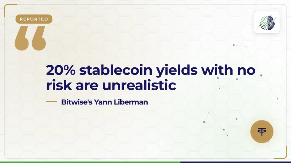 Illustration: “Bitwise's Yann Liberman says 20% stablecoin yields”