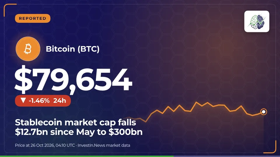 Illustration: “Stablecoin market cap falls $12.7bn since May to $300bn”